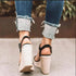 Women Fashion Open Toe Peep Ankle Ultra High Buckle Wedges Sandals