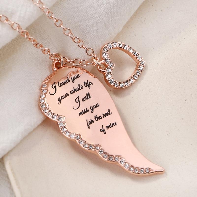 Micro diamond Angel Wings Heart-shaped Necklace Short Clavicle chain