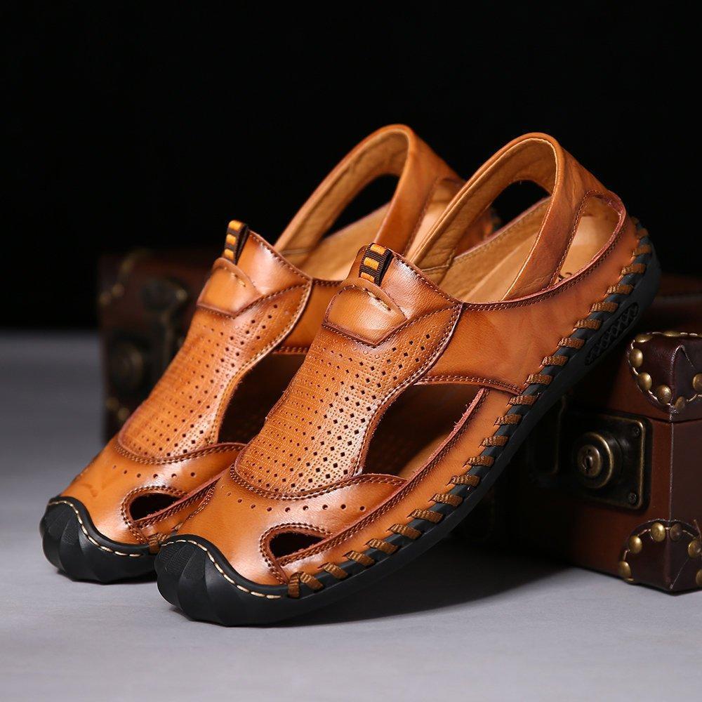 Men Hand Stitching Closed Toe Outdoor Soft Leather Sandals