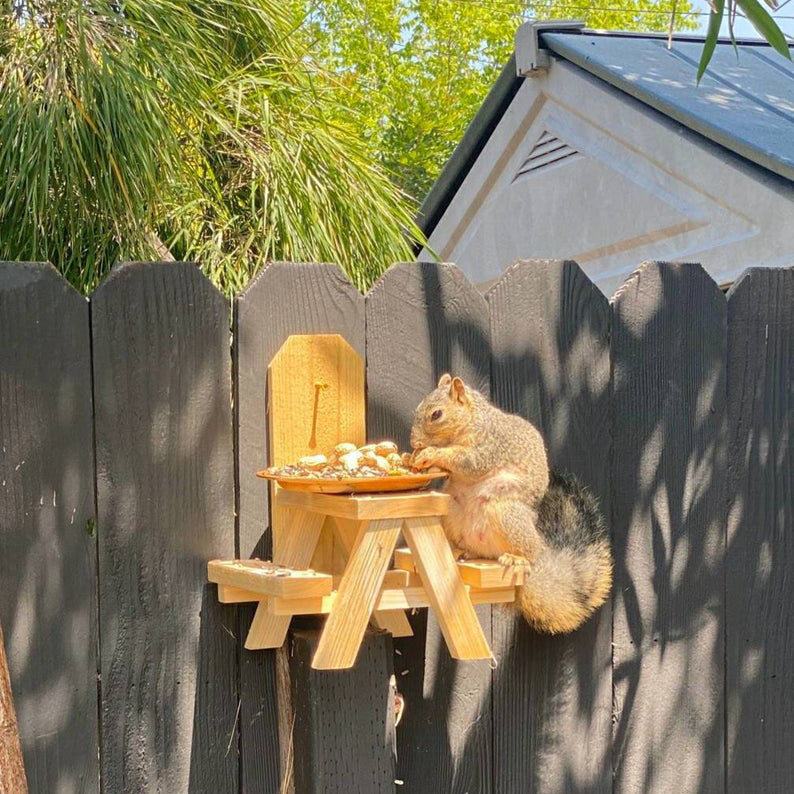 Squirrel Picnic Table Feeder Corn Holder