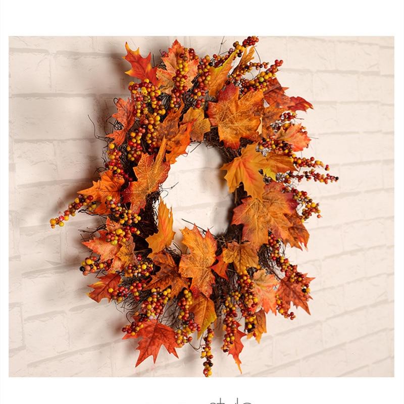 Autumn Maple Leaf Wreath Christmas Decoration Thanksgiving