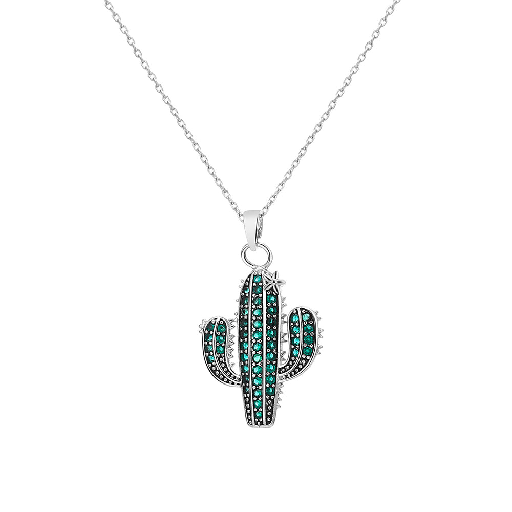 Cactus Pendant Necklace Tropical Holiday Style